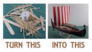 Viking Ship Drakkar Miniature - Popsicle & Bamboo Sticks Tutorial