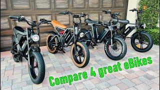 4 great eBikes: Happyrun G60 vs Amyet G60 vs Ridstar Q20 vs Yolin dual battery