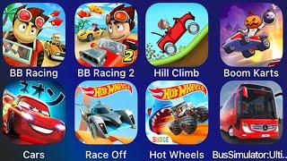 Beach Buggy Racing 2,Boom Karts,Hot Wheels Race Off,Bus Simulator Ultimate,Hill Climb Racing 2,Cars