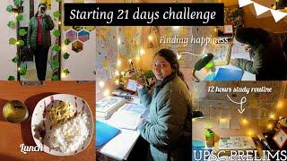 12 Hours UPSC Study Challenge For 21 Days | Improving Mental Health | UPSC STUDY VLOG |