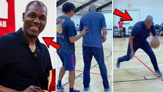 NBA Legend Hakeem Olajuwon Teaching Footwork & Post Moves To Young Basketball Players!