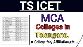 TS ICET-MCA Colleges in Telangana ||MCA Colleges in Hyderabad||MCA Colleges list with fee details.