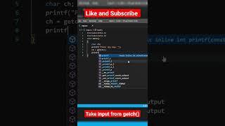 Input from getch() function #shortvideo #shorts #learning #clanguage #program #coding #programming