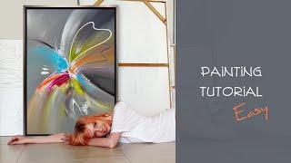 Super Easy Abstract Floral Painting with Metallic Acrylic Paint | Tutorial