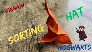 WIZARDING SORTING HAT ORIGAMI TUTORIAL | HOW TO MAKE HOGWARTS ORIGAMI | EASY PAPER SORTING HAT