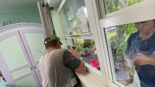How to remove old windows and install two PGT Impact Hurricane Windows with a center support