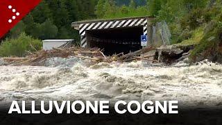 Alluvione a Cogne 29-30 giugno 2024: il fiume porta via tratto di strada, turisti e abitanti isolati