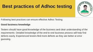 Batch 8. Live 7th Class Class . What is Ad-hoc and Alpha Testing