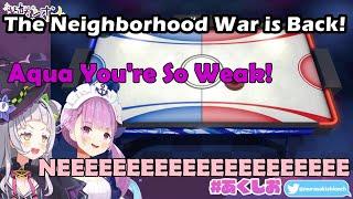 The Neighborhood War is Back! Minato Aqua Vs Murasaki Shion in Air Hockey 【Hololive English Sub】