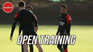 Ethan Nwaneri celebrates his FIRST Premier League goal as Arsenal train ahead of Sporting clash