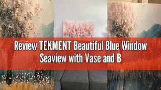 Review TEKMENT Beautiful Blue Window Seaview with Vase and Boat Wall Art Decor Artwork for Bedroom 2