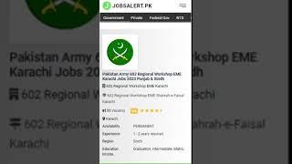 Pak Army Jobs 2023 Apply Now | Jobs in Pakistan 2023 |Pak Army 602 Regional Workshop