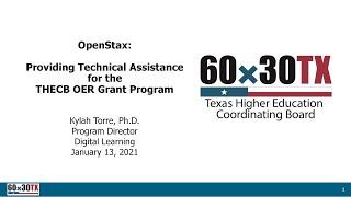 OpenStax Webinar: Providing Technical Assistance for the THECB OER Grant Program