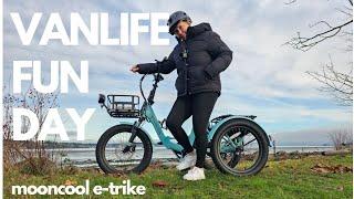 Van Life FUN DAY | Bike Ride along the Ocean | MOONCOOL Tk1 folding E-Trike