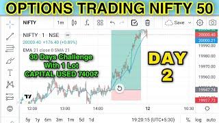 Nifty 50 Options trading 30 days challenge with 1 lot @techytornado  Day 2 Trading pshycology