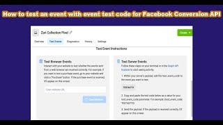 How to test an event with event test code | Facebook Conversion API