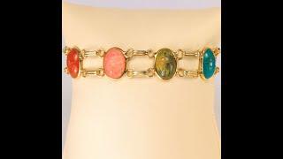 14K Yellow Gold Genuine Gemstone Scarab Bracelet