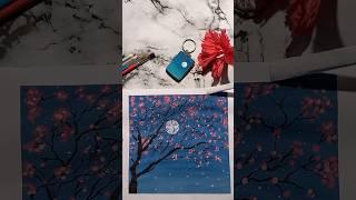 " Moon watching you 🫣🫠Cherry Blossom Painting,‍| Art Tutorial by Art of Lead"|