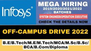 Infosys Off Campus Drive for 2019/2020/2021/2022 Batch |Infosys Mega Hiring