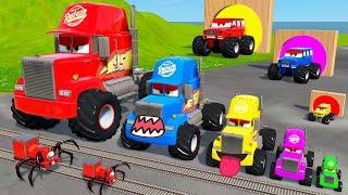 Big & Small Red Vizor Monster Truck VS Thomas The Tank Engine | BeamNG.drive