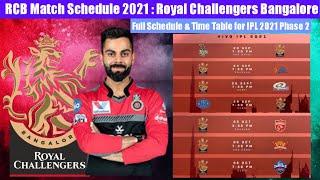 RCB Match Schedule 2021: Royal Challengers Bangalore Full Schedule & Time Table for IPL 2021 Phase 2