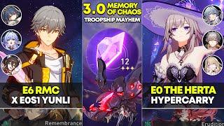 E6 Remembrance MC x Yunli & E0 The Herta Hypercarry | Memory of Chaos 12 | Honkai Star Rail 3.0