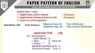 PAPER PATTERN OF ENGLISH CLASS INTERMEDIATE PART I FA FSC ICS ICOM