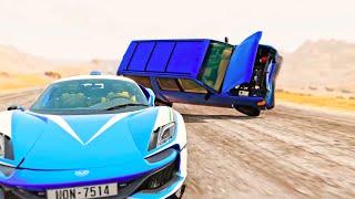 BeamNG Drive - Cars vs Angry Police Car #21 (RoadRage)