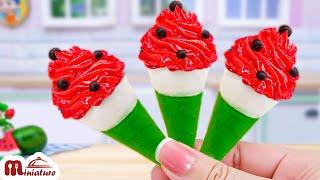 How To Make Watermelon Kitkat Ice Cream In Mini Kitchen | ASMR Cooking Mini Food