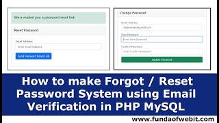 How to make Forgot / Reset Password System using Email Verification in PHP MySQL