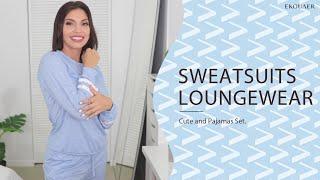 Sweatsuit Loungewear Try on Haul | Ekouaer ft. Stefania Briella