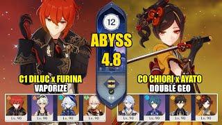 C1 Diluc Furina Vaporize Vape & C0 Chiori Ayato Double Geo | Spiral Abyss 4.8 | Genshin Impact 【原神】
