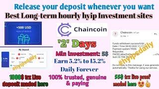 Chaincoin .biz - 228$ TRX live proof! Best online hourly HYIP investment site. #hyipsdaily