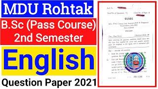 Mdu B.Sc Pass Course English 2nd Semester Question Paper | Mdu Bsc English 2nd semester paper 2021