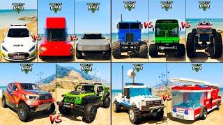 Monster Bus vs Tesla Semi Truck vs CyberTruck vs PickUp Mod - GTA 5 Which Car is best?