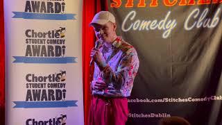 Aindréas Fallon Berbruggen at the Dublin heat of the Chortle Student Comedy Award 2023