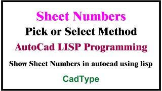 how to show the sheet numbers | in autocad using lisp | CTL97