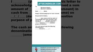 Acknowledgment Letter for Receiving Cash