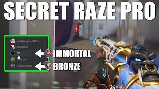 I pretended to be a BRONZE RAZE then carried my Immortal team in Valorant