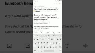 Record internal audio when screen recording using Android 7 - MI phones