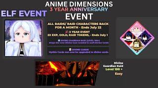 Anime Dimensions 3 Year Anniversary Event | Frieren Showcase and Divine Guardian Raid!