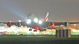 [4K] CLOSE UP NIGHT PLANESPOTTING - Amsterdam Schiphol Airport - 49 Landings and Takeoffs