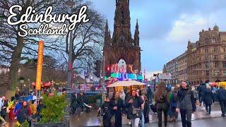 Edinburgh, Scotland | Christmas Walking Tour 4K HDR 60fps