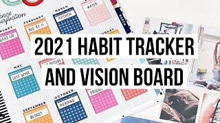 My Monthly Goals for 2021! // Self Care Habit Tracker and Vision Board in my Big Happy Planner