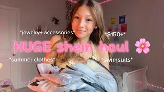 MASSIVE summer shein haul+ try-on  clothes, swimwear, accessories, and jewelry 