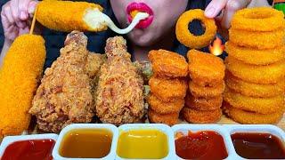 MOST POPULAR FOOD ASMR (SPICY CHICKEN NUGGETS, ONION RINGS, CORN DOG, FRIED CHICKEN) Eating Sounds