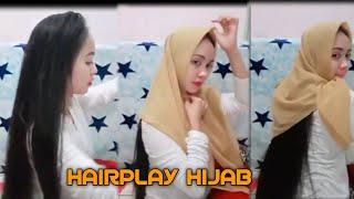 Wanita Cantik berambut hitam panjang dan indah || hairplay hijab