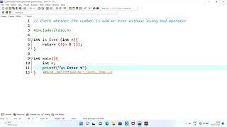 Check whether the number is odd or even without using mod operator c programming #cprogramming