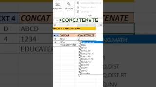 Concat Vs Concatenate in Excel ||#shorts