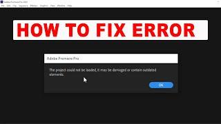 How to fix Premiere pro Error :- this projects could not be loaded it may be damaged | Premiere pro
